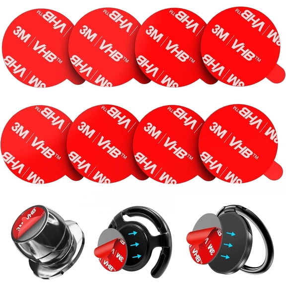 Sticky Adhesive Replacement for Magnetic Car Mount, pop-tech 8PCS Circular Heat Resistant 3M VHB Double Sided Strong Sticker Pads for Magnet Cell Phone Stand & Finger Ring Holder & Socket Grip Mount