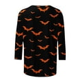 thumbnail image 3 of Womens 3/4 Length Sleeve Blouses Fashion Halloween Printed Round Neck T-Shirt Plus Size Tunic Tops Loose Shirts Pullover Costumes Blouse, 3 of 5