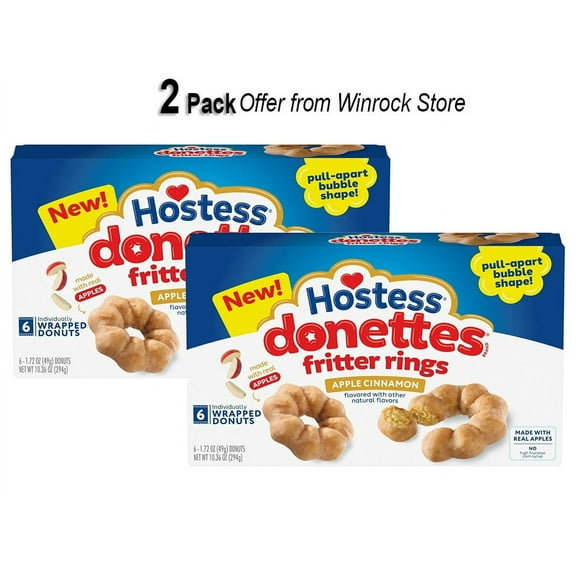 Hostess Donettes Fritter Rings Apple Cinnamon Flavored Donuts with Other Natural Flavors, 10.36 Oz. 6 Count (2 Pack) Offer from Winrock Store