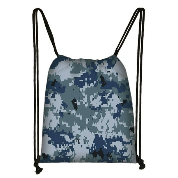 Qarigey con cordón para deporte, gimnasio, natación, baile, impermeable, ropa de cuerda, plegable, paquete grueso de camuflaje, para Envolturas para manijas de equipaje Azul