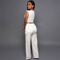 thumbnail image 3 of Ropa informal de verano de talle alto y color liso para mujer, pantalones ajustados sexis sin mangas con escote en V estilo europeo y americano, 3 of 6