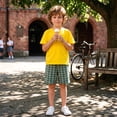 thumbnail image 3 of NIPAXO Boys Short Sets Vibrant Yellow T-Shirt and Green Plaid Shorts 2-Piece Summer Outfit Casual Activewear for Boys, Sizes 4-5 years old, 3 of 6