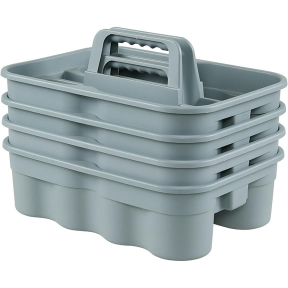 Ramddy 4 Packs Cleaning Storage Caddy with Handle, Grey, Cleaning Supplies Organizer Caddy