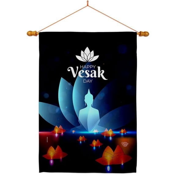Ornament Collection HS190177-BO-03 Happy Vesak Day Religious 28 x 40 in. Double-Sided Decorative Horizontal Flags for Decoration Banner Garden Yard Gift