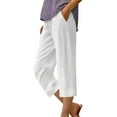 thumbnail image 6 of Uooqdmx Linen Pants Women Capri Pants for Women Non Drawstring Pocket Floral Cotton Linen Casual Pants Comfy Pants Women Gray L, 6 of 7