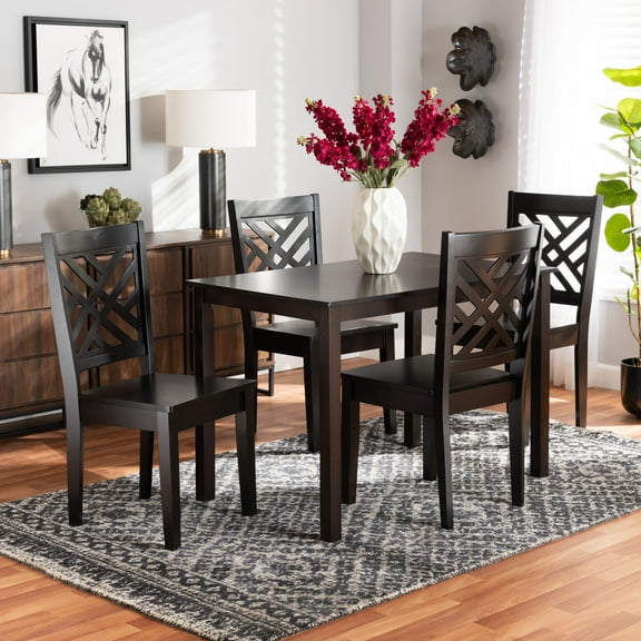 Baxton Studio Ani Modern and Contemporary Dark Brown Finished Wood 5-Piece Dining Set