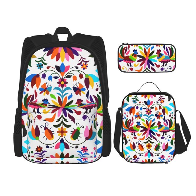 Balery Mexican Bright Style Mochila Escolar 3 en 1 para Niños - Mochila Resistente con Lonchera Térmica y Estuche - Mochila Escolar para Niños y Niñas