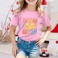 thumbnail image 2 of PMVFHDE T-Shirts Mignons Basiques pour Filles Hauts Tendance pour Filles T-Shirts pour Filles Mode Décontractée Imprimé Col Rond Manches Courtes T-Shirt Haut Rose, 3-4 Ans, 2 of 4