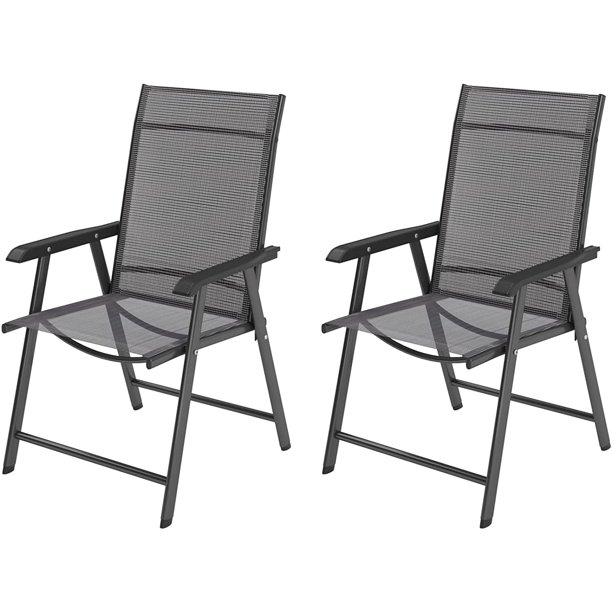 SogesPower 2Pack Outdoor Lounge Chairs Set of 2 Patio Chairs with Metal Frame, Black