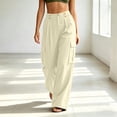 thumbnail image 5 of Womens Cargo Pants High Waisted Wide Leg Casual Loose Fit Trousers for Streetwear, Hiking & Daily Wear, 5 of 9