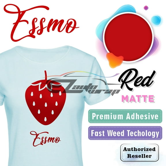 ESSMO Red Matte Solid Heat Transfer Vinyl HTV Sheet T-Shirt 20" Wide Iron On Heat Press DP10 20"x12"