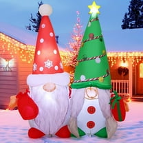 GOOSH Christmas Inflatables 4.3 FT Gnome Inflatable with Built-in LEDs, Cute Inflatable Gnome Brother Arm in Arm with Gift Box in Hand, Outdoor Christmas Decorations Blow up Gnome for Xmas Holiday