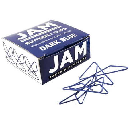 JAM Paper Colorful Butterfly Clips, Dark Blue Paperclips,1.5 in x 1.1 in, 15 per Pack