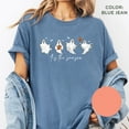 thumbnail image 3 of Tis The Season Ghost T-Shirt – Cute Halloween Tee with Dancing Ghosts & Pumpkins – Fall Aesthetic Shirt for Women & Teens, 3 of 6