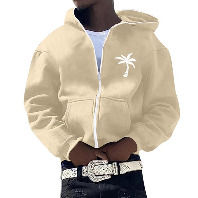 Gibobby Sudadera cierre hombre Sudadera con Cierre Y Capucha Manga Larga Hombre(Beige,CH)