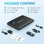 17.9 Portable DVD Player with 15.6 Large HD Screen, 6 Hours Rechargeable Battery, Support FM Transmitter, Sync TV, USB, SD Card and Multiple Disc Formats, Dual Speaker, Remote Control, Region Free