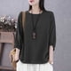thumbnail image 2 of Camiseta de Cuello Redondo de Manga de Encaje de Color Sólido de Cinco Cuartos para las Mujeres, Camisetas de Manga de Encaje para las Mujeres Casual de Moda Primavera Verano, 2 of 7