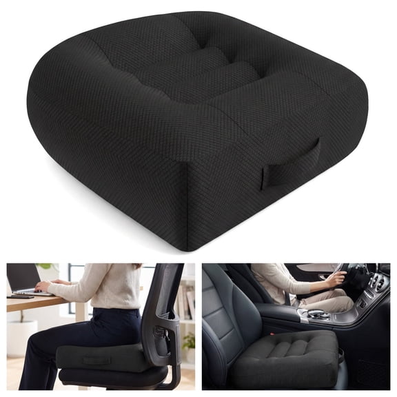 Car Booster Seat for Adults - 4.7 Inch Height Cushion with Breathable Mesh for Car, Office, and Desk Chair, Black