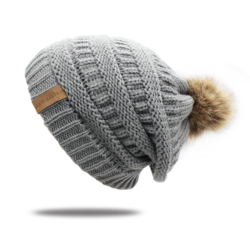 Issac Live Double Layer Fur Ball Cap Winter Hat For Women Girls