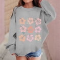 thumbnail image 2 of MEZZALL Chandail Molletonné Enfants Graphique Fille Tout-Petit Col Rond Manches Longues Chandail à Enfiler à Imprimé Floral Hauts, Gris, 5-6 Ans, 2 of 4