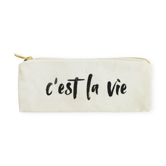 C'est La Vie Cotton Canvas Pencil Case and Travel Pouch