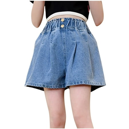 Auroural Girls Denim Shorts Pants Denim Shorts for Girls 4-16 Girls Clothes 7-8 Zhongda Children s Denim Shorts Summer Thin Style Fashionable Western Style Children s Loose Pants