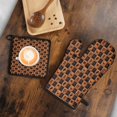 thumbnail image 5 of Halloween Grid Icons Pattern Kitchen Oven Mitt and Pot Holder Sets 2 Pcs for Baking, Cooking and Grilling, Heat Resistant Up To 392 °F, 5 of 7