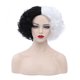 thumbnail image 1 of Pelucas De Cosplay Mitad Negra Y Mitad Blanca Peluca Rizada Corta Disfraz De Cosplay Accesorios Para Peinados Para Halloween Carnaval Y Mascarada Guardurnaity CE006886-00, 1 of 5