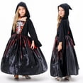 thumbnail image 2 of Girls Black Hooded Robe Costume with Necklace Halloween Witch Dress Up, 2 of 4