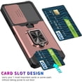thumbnail image 5 of Design for iPhone 14 Pro Phone Case with Screen Protector Card Holder Stand Kickstand Heavy Duty Slim Shockproof Hybrid Rugged Drop Protective Cover for iPhone14pro Women 6.1 inch Rose Gold, 5 of 16