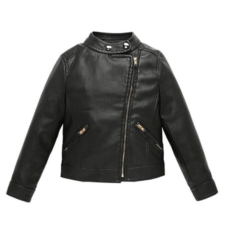 

Dezsed Toddler Baby Boy Girl Motorcycle Faux Leather Jackets Coat Clearance Fashion Kids Coat Baby Boys Thick Coat Winter Motorcycle jacket 130 Black
