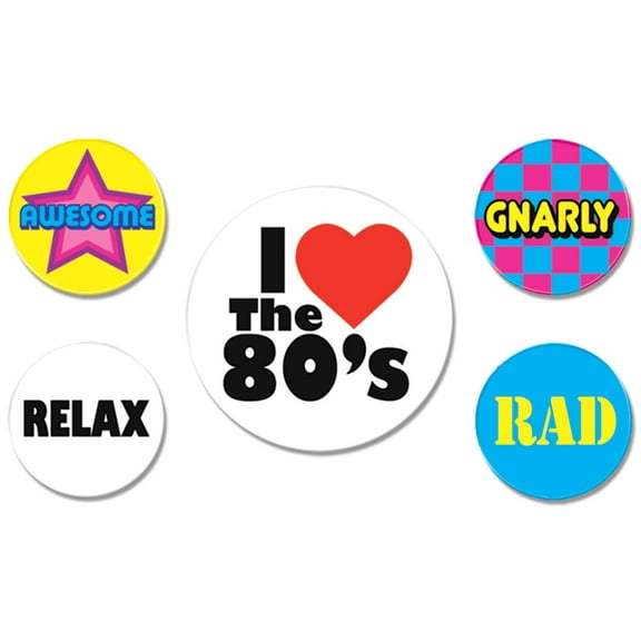 80's Party Buttons