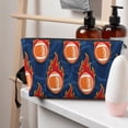 thumbnail image 5 of Toiletry Bag, American Football Fire Flames Leather Waterproof Travel Makeup Cosmetic Bag Organizer, Large Capacity Toiletry Bag for Travel Size Toiletries, Skin Care Bag for Women, 5 of 8