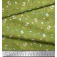thumbnail image 2 of Soimoi Green Velvet Fabric Lets Bake Kitchen Print Fabric by the Yard 58 Inch Wide, 2 of 3