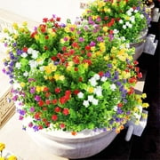 Sequpr 12 Bundle Artificial Flowers for Outdoor UV Resistant Plants Bulk Fake Flower Height 14.17 ''