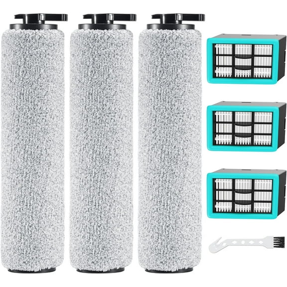 6-pack 3831 Vacuum Cleaner Brush Roll  Filter Replacement Parts for Bissell Crosswave HF2/3845N/3831 Floor Scrubber, 3 Brush Rolls 3 Filters