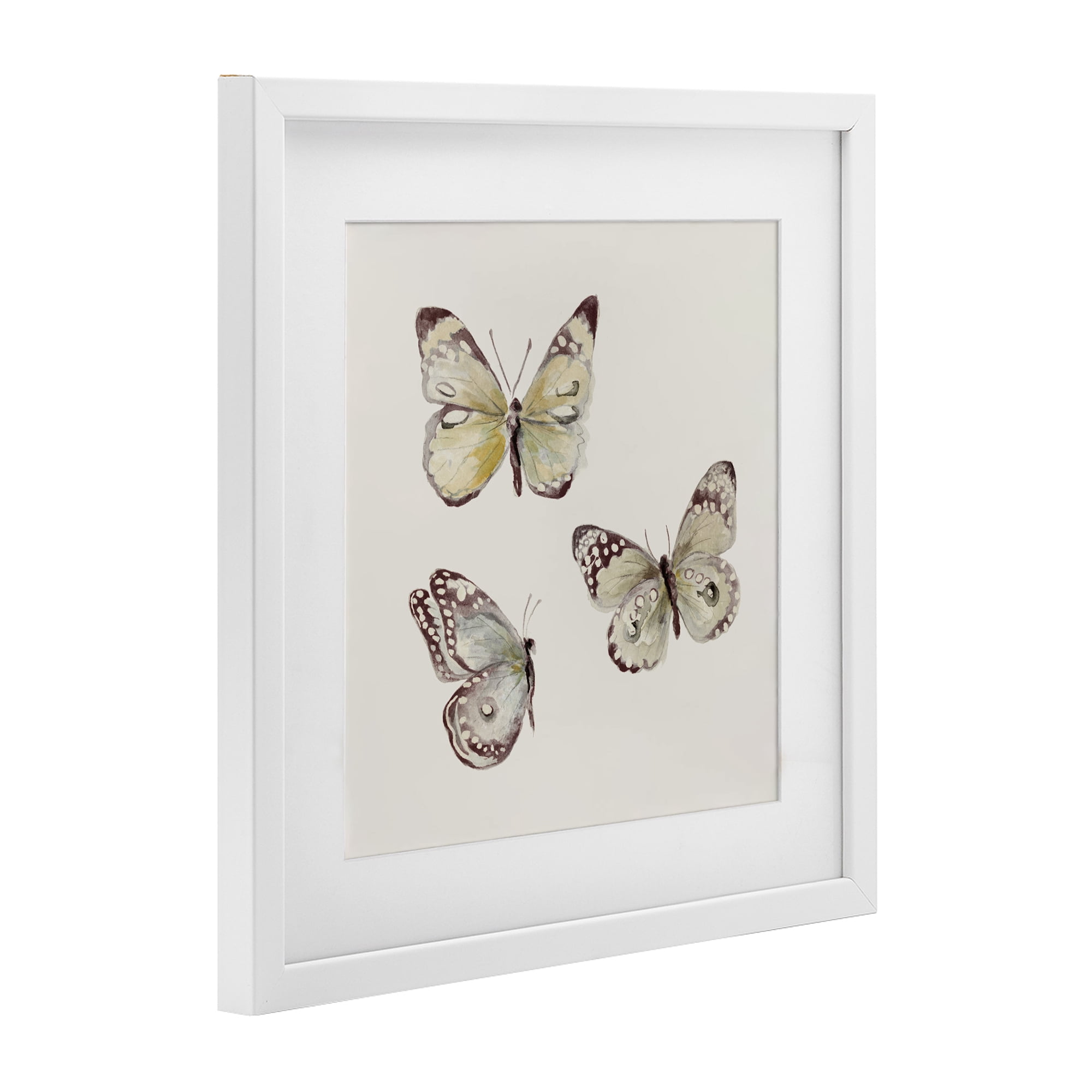 Stupell Industries Delicate Butterflies on Beige White Framed Print Under Glass, design by Patricia Pinto