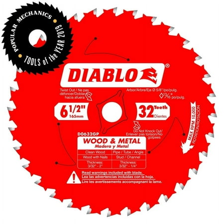 UPC: 0008925143697 | Diablo 6-1/2 in. D X 5/8 in. Wood & Metal TiCo Hi-Density Carbide Wood and Metal Saw Blade 32 teeth