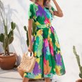 thumbnail image 2 of IROINNID Summer Dresses for Women Floral Plus Size Wedding Guest Maxi Dresses for Women with Short Sleeve and V-Neck Belt Summer Outfits Dress, 2 of 4