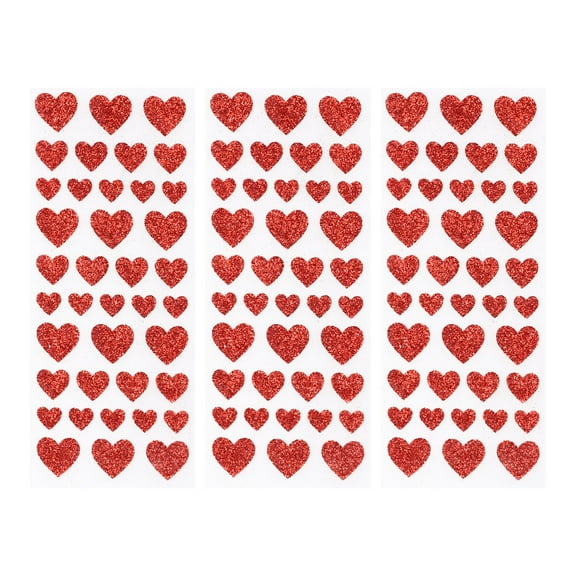 LOLIPPYY 3 Sheets Heart Shaped Stickers Red PVC for Valentine's Day Crafts and Decorations