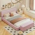 thumbnail image 3 of Bedroom Set with Queen Upholstered Platform Bed and Rectangular Ottoman, 2-Pieces Bedroom Funiture, Velvet Fabric & Tufted Design, Pink, 3 of 9
