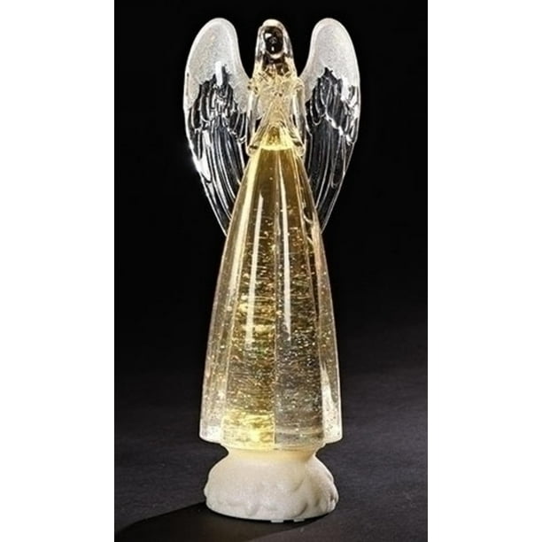 Set of 2 LED Lighted Christmas Angel with Confetti Figurine 13.5