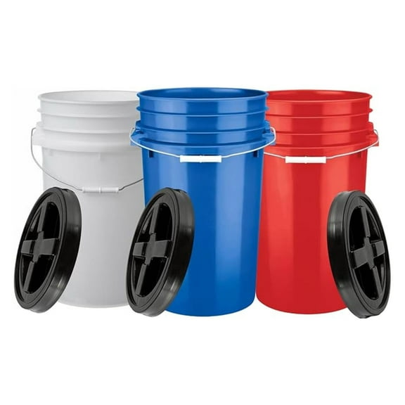 7 Gallon Food Grade Buckets with Lids (3-Pack) - BPA Free, Heavy Duty Plastic Pails - Made in USA - Airtight Storage Containers for Food, Water, & More