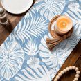 thumbnail image 4 of Palm Tree Monstera Table Runner 36 Inches Long,Sky Blue Leaf Boho Botanical Tropical Cotton Linen Table Runners Dresser Scarves,Fabric Tabletop Scarf Furniture Cover for Home Dinner Party 13"x36", 4 of 9