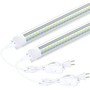 T8 2ft LED Shop Light Fixtures Linkable, D Shape, 24W 5000K Daylight, 2Pack