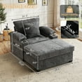 thumbnail image 4 of FFH Accent Chair, Modern Oversized Chair with Ottoman, Chenille Comfy Sofa Bed with Cup Holders, Charging Ports and Storage Space, Dark Gray, 4 of 13