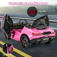 thumbnail image 5 of Funcid Kids Electric Ride On 12V Licensed Lamborghini Aventador Battery Powered Sports Car Toy with 3 Speeds Parent Remote Control, Sound System, LED Headlights & Hydraulic Doors, Pink, 5 of 8