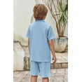 thumbnail image 6 of Arshiner Boys Summer Beach Outfits 2 Piece Casual Button Down Shirt and Shorts Set Vacation Texture Sets, 6 of 7