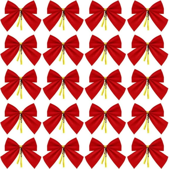 36Pcs Mini Christmas Bow Decorations, Kvago 2 inch Bowknot Small Ribbon Bows Ornaments with Twist Tie for Christmas Tree Xmas Wreaths Gift Wrapping New Year Wedding DIY Hanging Decoration (Red)