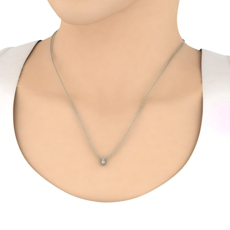 1 4 Carat Solitaire Diamond Pendant Necklace in 10K White Gold